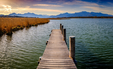 Naklejka premium jetty at the chiemsee lake