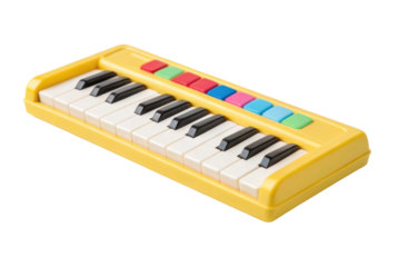 PNG Colorful toy keyboard with yellow case and multicolored buttons