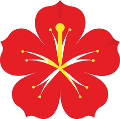 A vector illustration shows a red and white floral design, a beautiful spring nature art