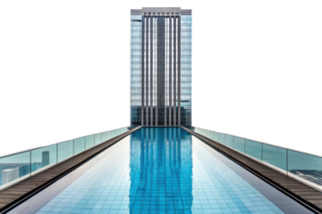 PNG Modern high-rise building with rooftop infinity pool and spectacular city views