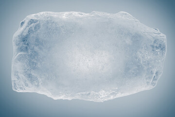 Crystal clear frosty, textured natural ice block.