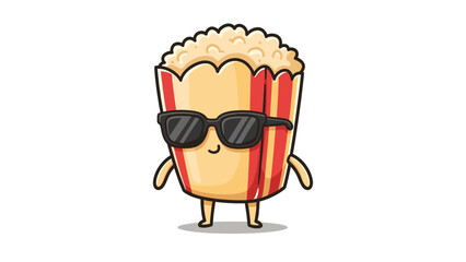 Cool Popcorn Cartoon Character with Sunglasses