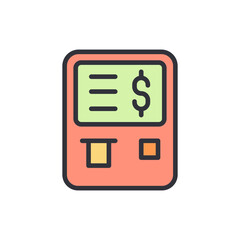 Charming Illustration Of An Automated Teller Machine On Transparent Display