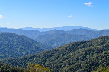 Fototapeta premium Distant Mountains and Forest with Trees and Sky in Northern Thailand.