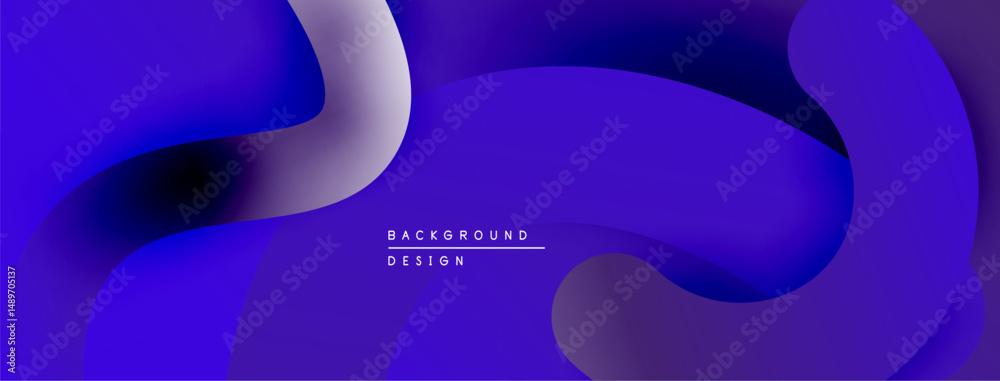 Aufkleber abstract fluid shapes, deep blues, purple gradients create modern background. minimalist design, smo