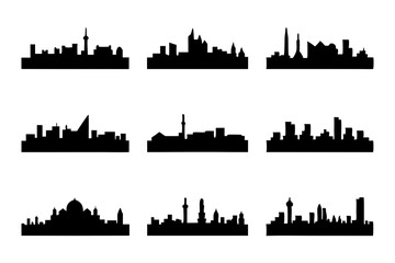 Naklejka premium Cityscape silhouette vector illustration