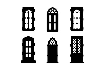 Decorative door silhouette vector illustration