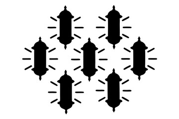 Lantern with rays silhouette vector illustration