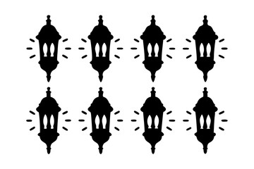 Lantern with rays silhouette vector illustration