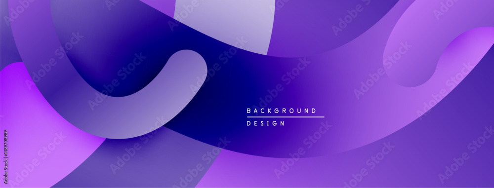 Aufkleber Abstract fluid shapes, purple hues dominate design. Gradient blends create dynamic visual flow. Modern aesthetic.