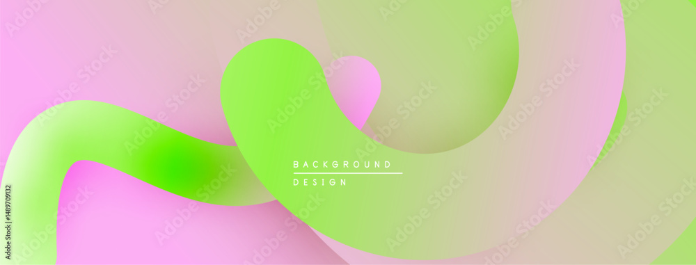 Poster abstract fluid shapes blend pink, green hues. smooth gradients create dynamic, modern background des