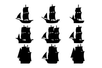Sailing ship silhouette vector illustration