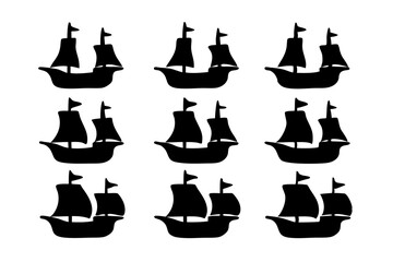 Sailing ship silhouette vector illustration
