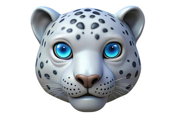 Obraz premium PNG 3d stylized snow leopard head with blue eyes on black background
