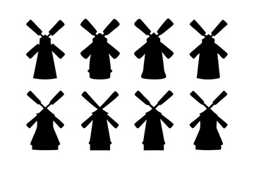 Windmill silhouette vector illustration