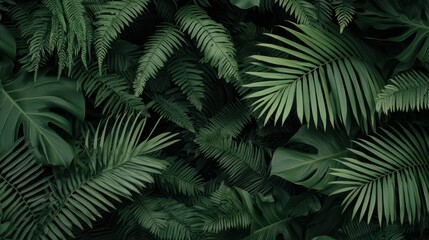 Lush Green Tropical Foliage Background for Nature or Decoration