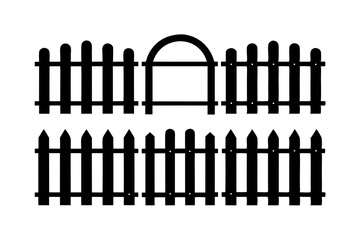 Wooden fence with a semicircular top gate silhouette vector illustration