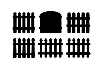 Wooden fence with a semicircular top gate silhouette vector illustration