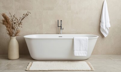 Modern Minimalist Bathroom with Elegant Freestanding Bathtub Design