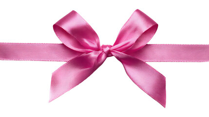 a pink ribbon tied to a bow on a white surface