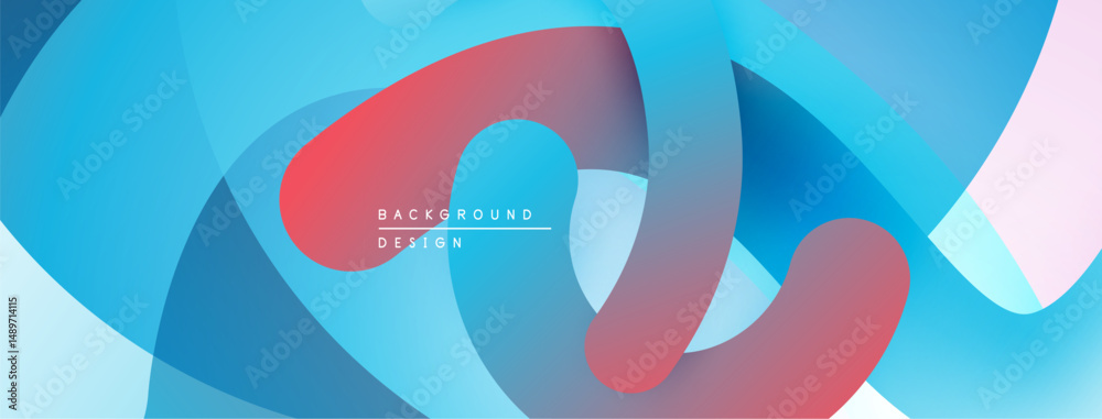 Poster abstract fluid shapes overlap, creating vibrant blue, red, pink gradients. modern design element for