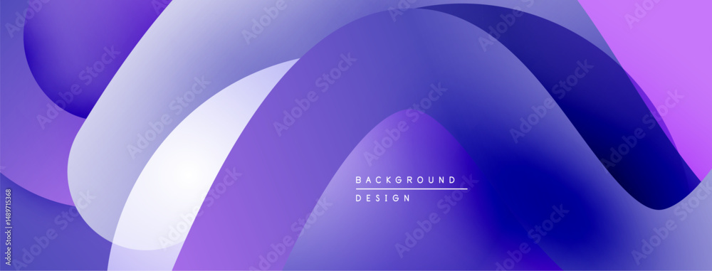 Poster Abstract purple layers create dynamic background. Smooth gradients, flowing shapes suggest modern design elements. Minimalist aesthetic.