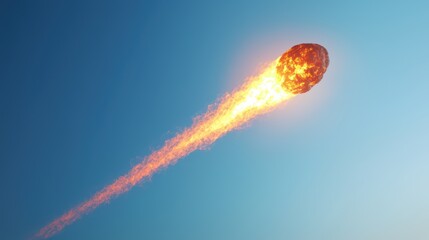 Fiery Meteor Shower Lighting Up Clear Blue Sky at Dusk