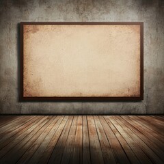 Empty Vintage Frame on Textured Background in Dimly Lit Room