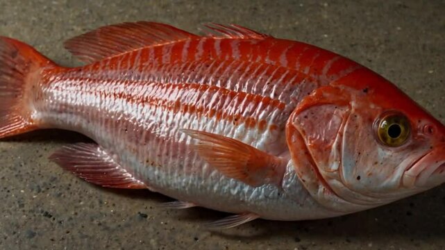 Red Mullet fish video. Ai generated.
