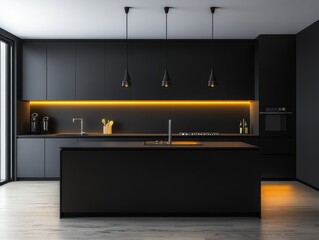 A sleek modern kitchen interior with a contemporary design