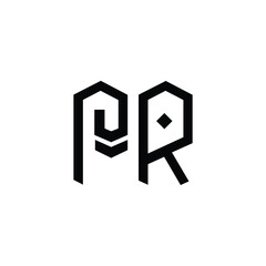 PR monogram logo design letter text name symbol monochrome logotype alphabet character simple logo