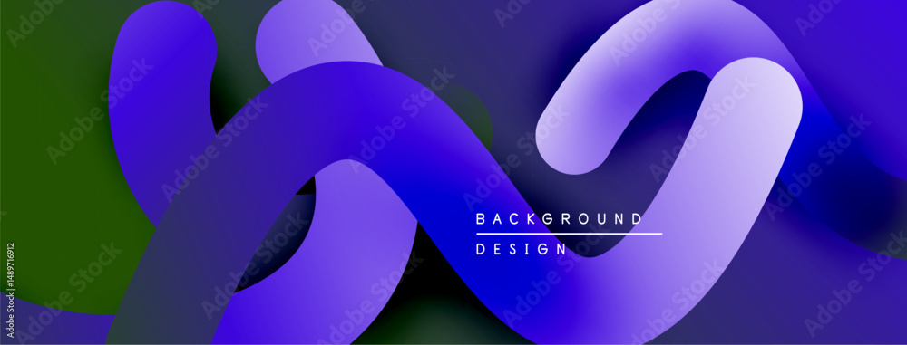 Aufkleber Abstract fluid shapes, vibrant purple hues, dark green background. Modern design element, smooth gradients create dynamic composition.