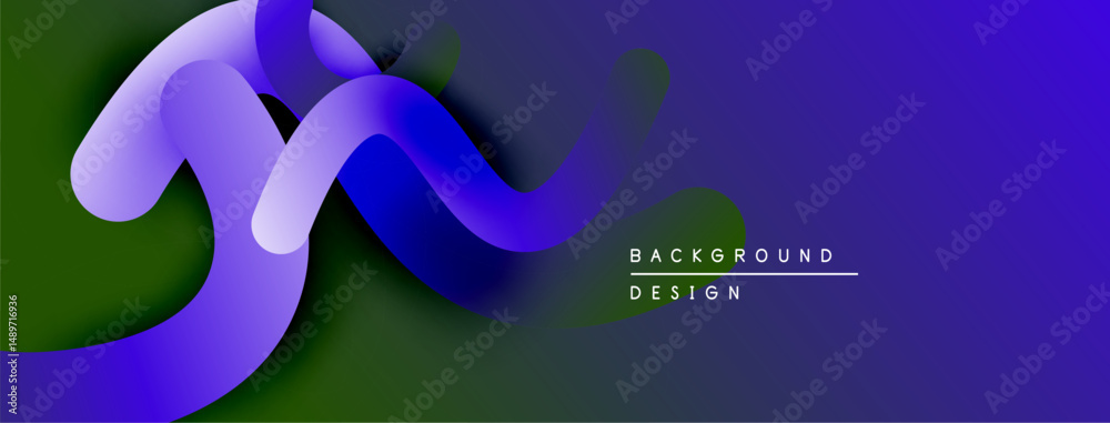 Poster abstract fluid shapes, vibrant purple hues, dark background. modern design element for digital proje