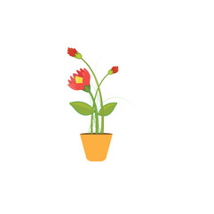 Set of lush green plants in pots. Greenery for interior decoration, plant lovers. Flowers in a pot in flat style. Houseplants. Vector illustration.