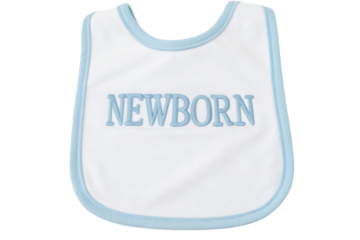 PNG White and blue newborn baby bib with embroidered text