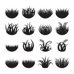 Assortment of grass silhouettes collection