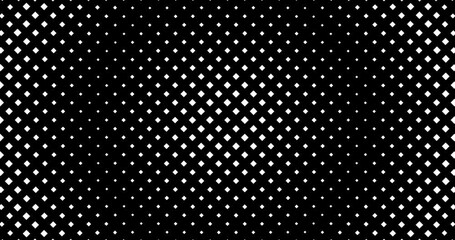 Abstract dynamic with white dots diamonds on transparent background (alpha channel). Motion modern animation. Trendy circles  banner template. Halftone squares pattern. Dotted animated round gradient