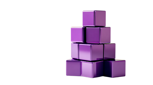 a stack of purple boxes sitting on top of each other