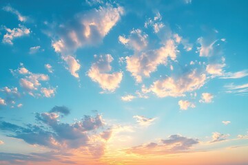 Obraz premium Cotton candy clouds kissing a blue sky