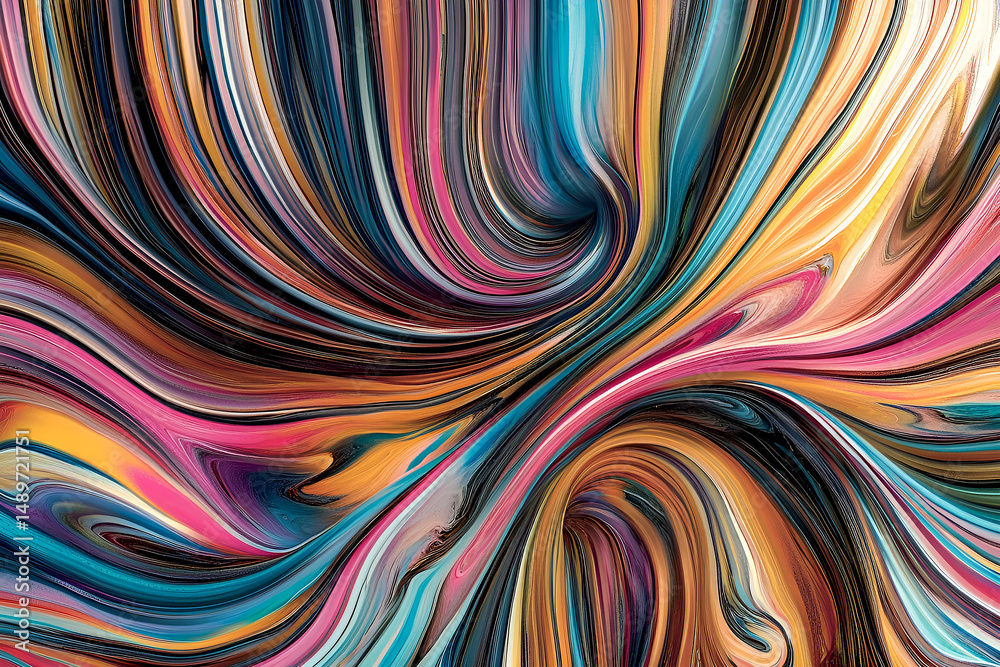 Poster abstract swirl of vibrant colors illustrating fluid movement creating a mesmerizing visual effect su