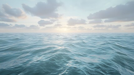 Obraz premium Tranquil Ocean Waves at Sunrise with Soft Clouds in the Sky