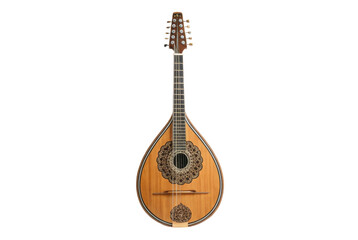 Obraz premium PNG Elegant wooden mandolin with ornate design and stringed instrument details