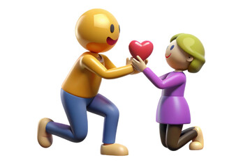 PNG Whimsical figures in love: heartfelt gesture with cartoon characters