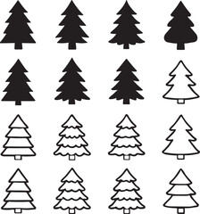 Pine Silouette icon set. Fir tree vector set.