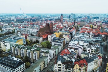 Panoramic aerial photo of Wroclaw Poland