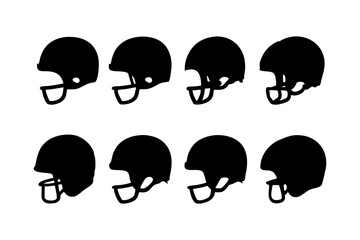 American Football Helmet Protection Black Silhouette Vector Illustration