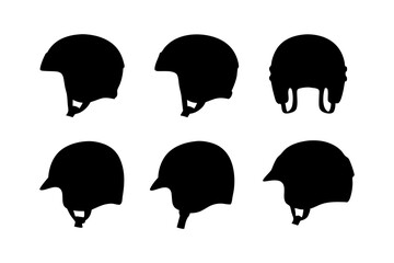 American Football Helmet Protection Black Silhouette Vector Illustration