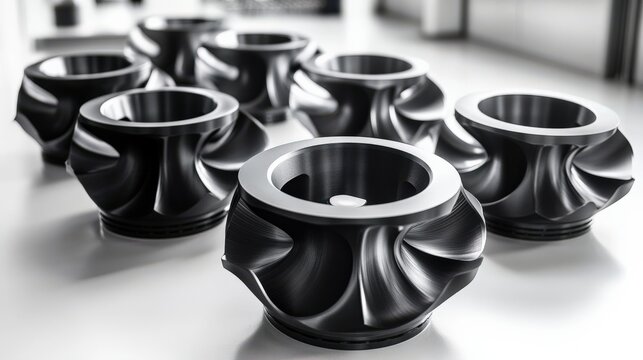 Detailed close up of industrial mechanical components on a light surface