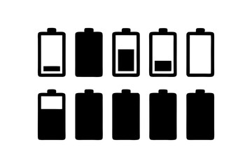 Battery Icons Black Silhouette Vector Illustration