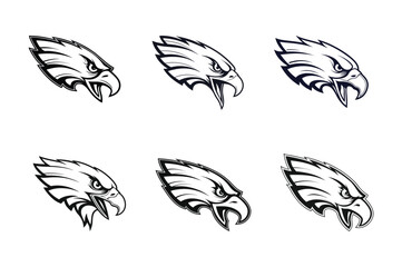 Obraz premium Eagle vector art illustrations. Eagle head vector logo. Eagle clipart set. Black eagle vector.
